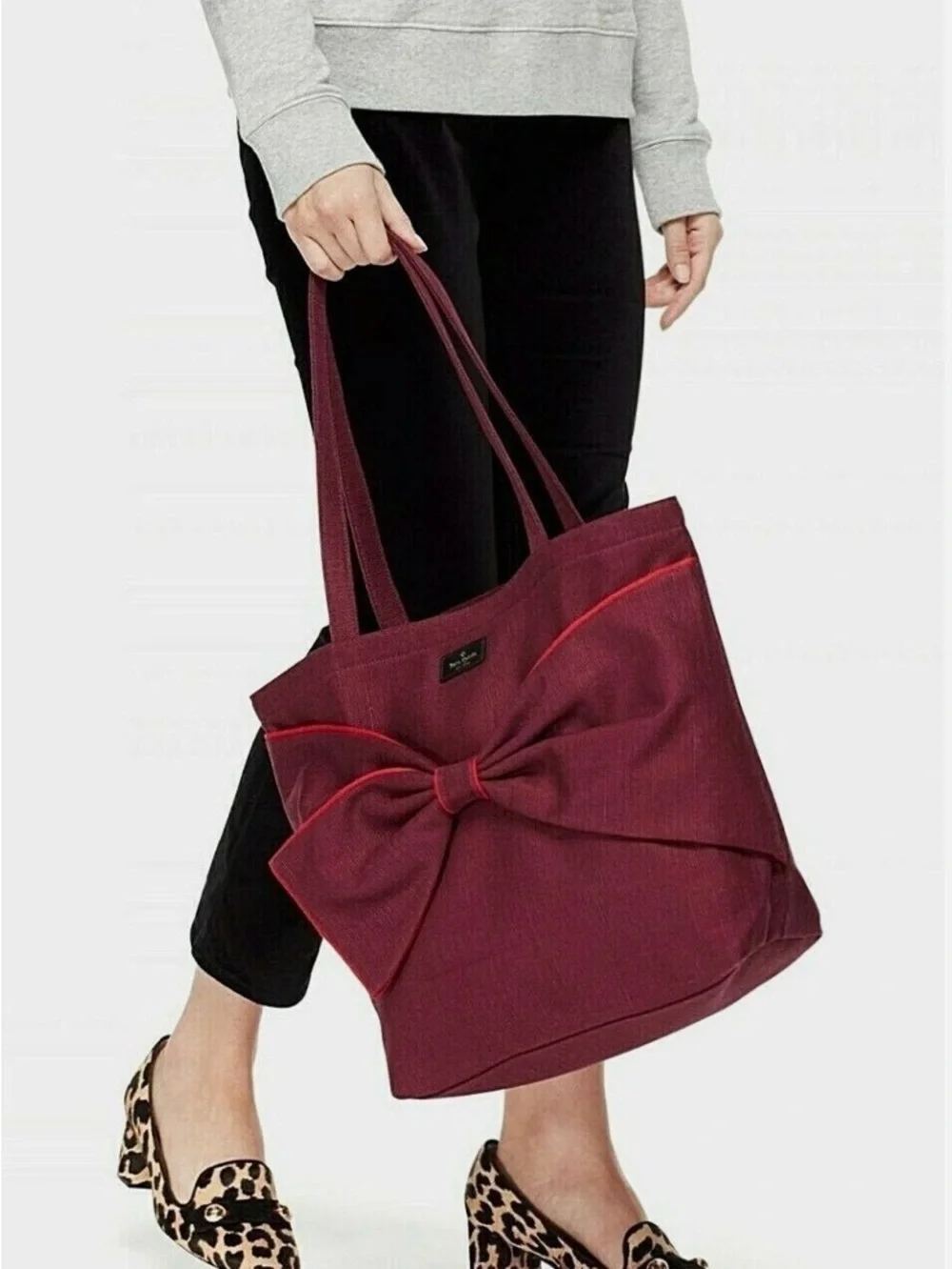 KATE SPADE Jack Spade On Purpose Canvas Bow Tote Bag in Cherry UVRU0161